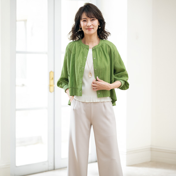 ジャカードストライプシャツブルゾン