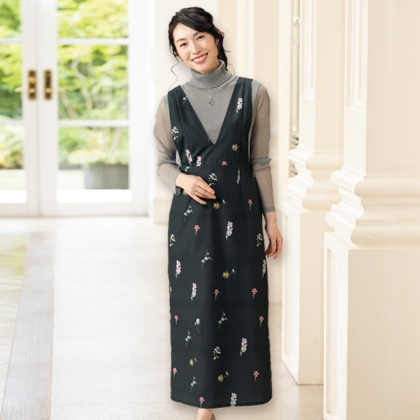 フラワープリントジャンパースカート