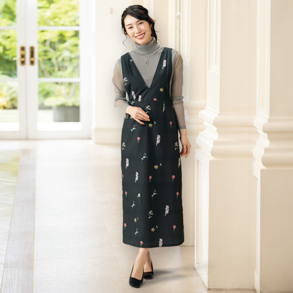 フラワープリントジャンパースカート