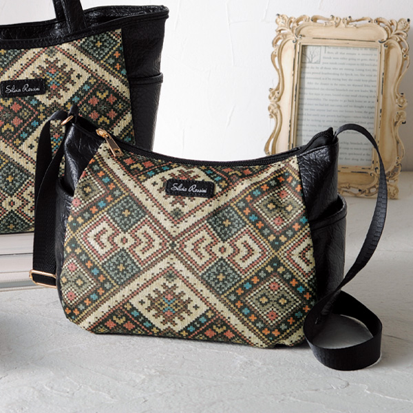 プリントコンビショルダーバッグ