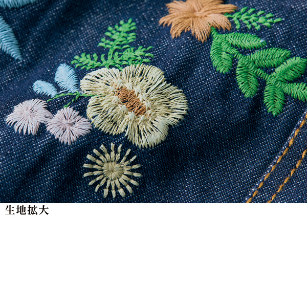 フラワー刺しゅうデニムブラウス