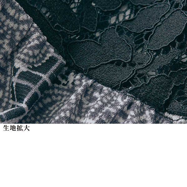 ボタニカルプリント袖レース切替えチュニック