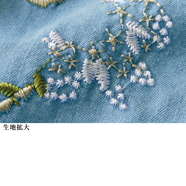 刺しゅう使いデニムシャツ