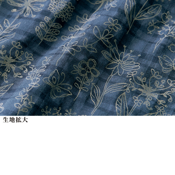 格子柄＆ボタニカル柄ブラウス