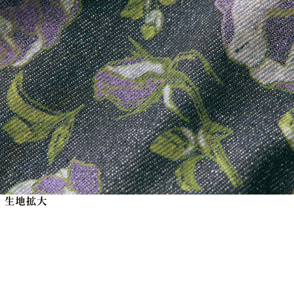 花柄プリントデニムベスト