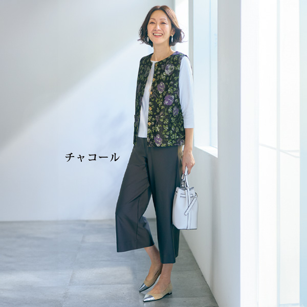 ロイカ(R)使用 しなやかキュロットパンツ 股下52cm