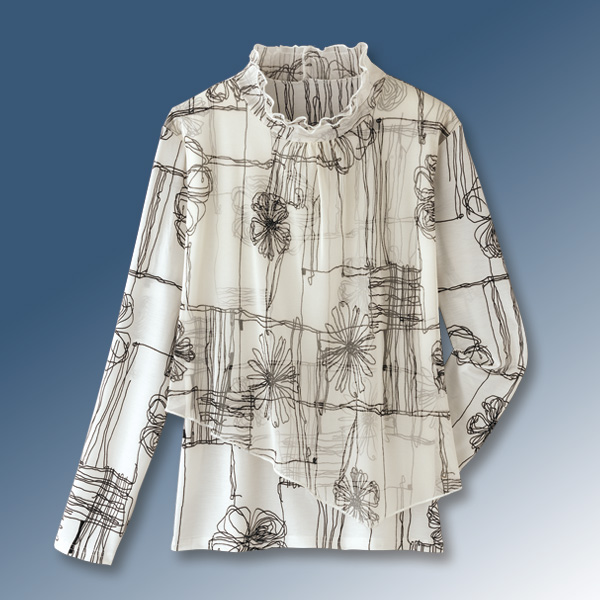 花プリントデザインプルオーバー