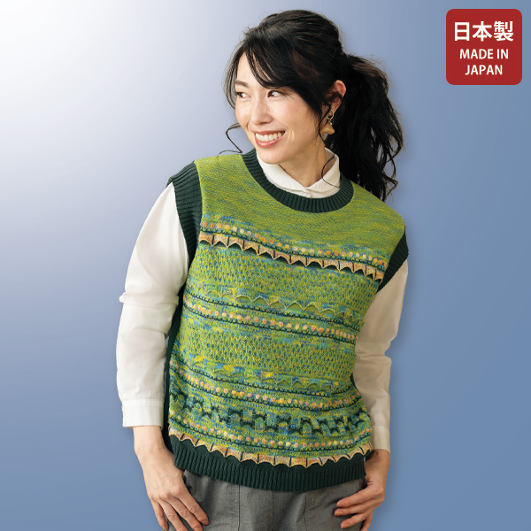かすりジャカードサマーニットベスト