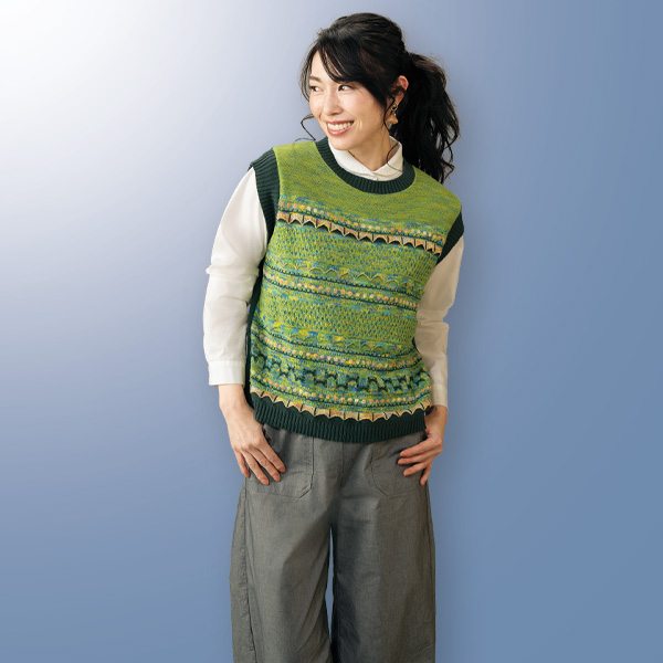 かすりジャカードサマーニットベスト