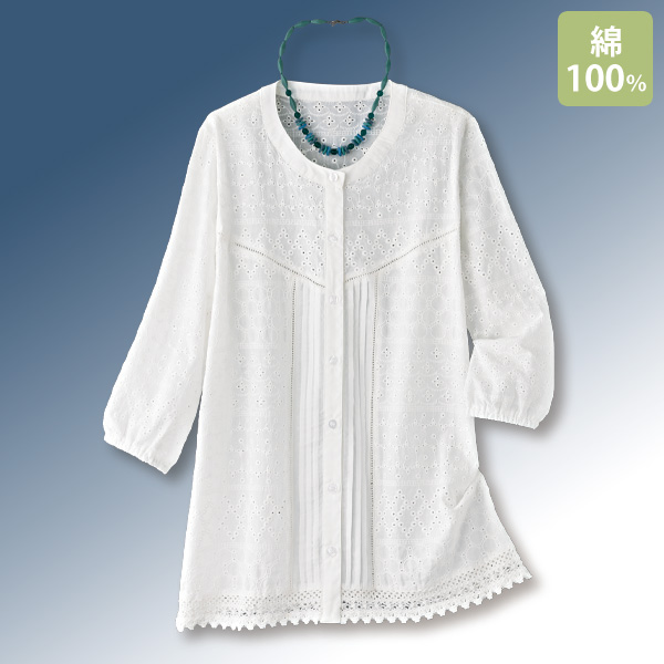 綿レースブラウス