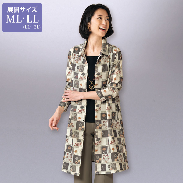 和調プリントシャツワンピース