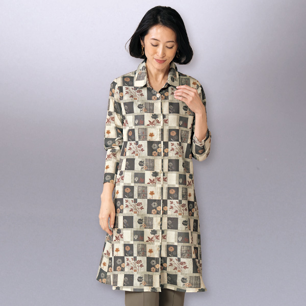 和調プリントシャツワンピース