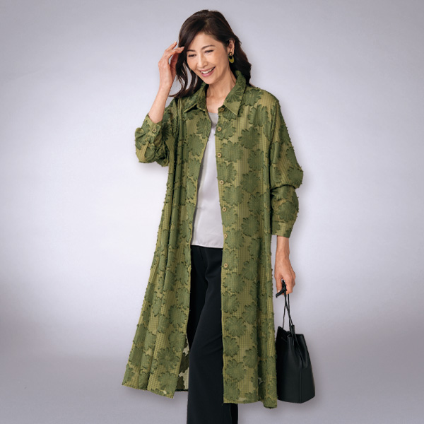 花柄フレアシャツワンピース