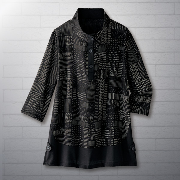 配色デザイン襟ブラウス