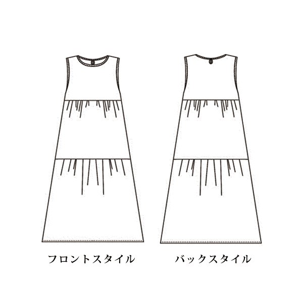 ティアード切替えノースリーブワンピース