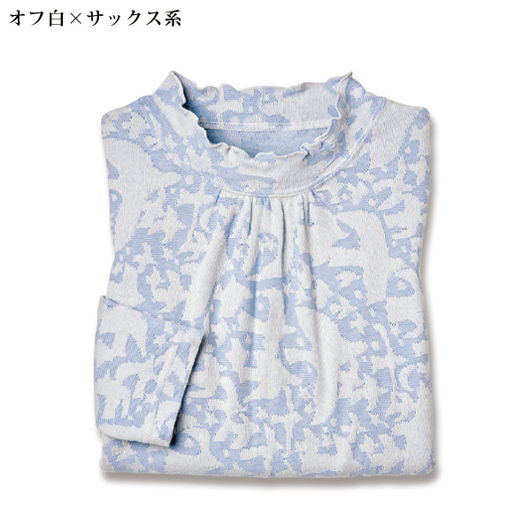 綿100％ジャカードタック入りメロウカットソープルオーバー 大きいサイズ S M L LL 3L