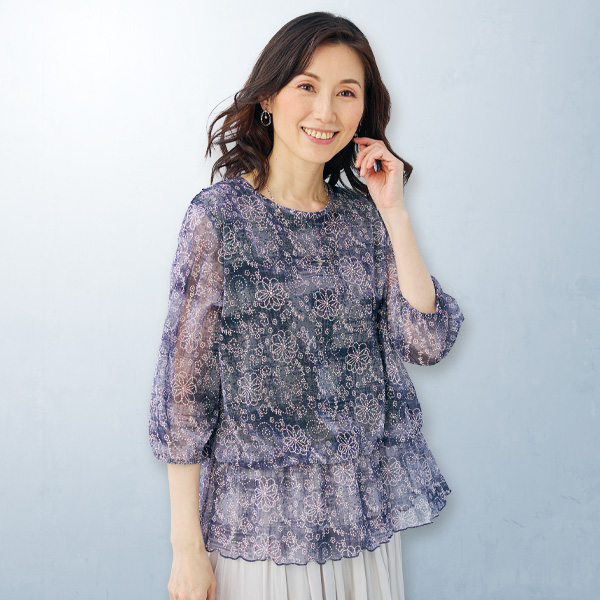 花柄プリントプルオーバー