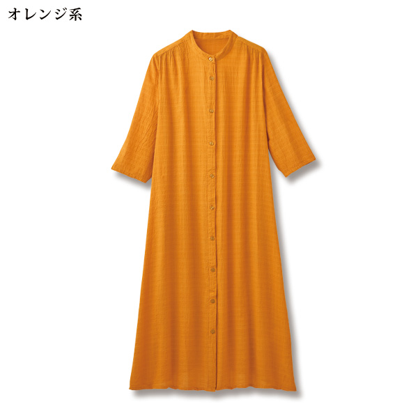 綿混リップルチェックジャカードワンピース