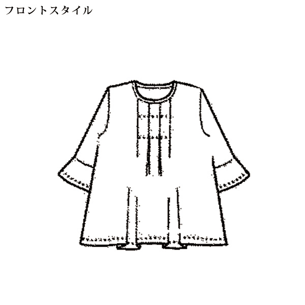 デニム調プリントメッシュカットソーチュニック