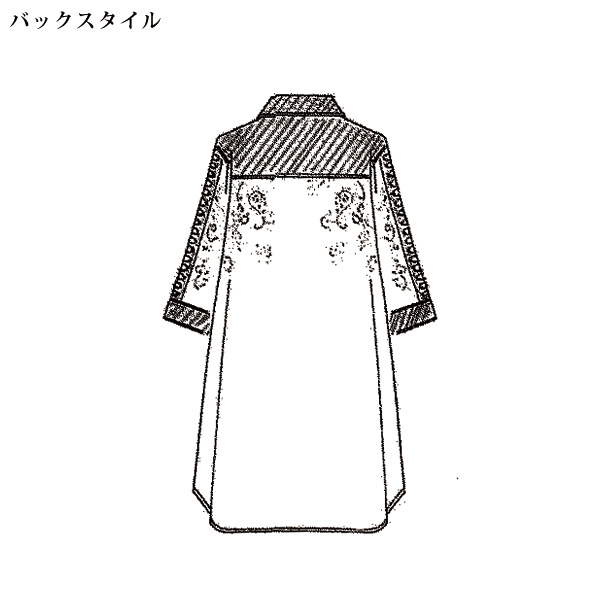 デニム切替えプリントチュニックブラウス