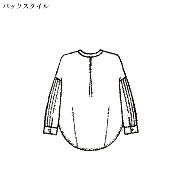 ピンタック使いバンドカラーシャツブラウス