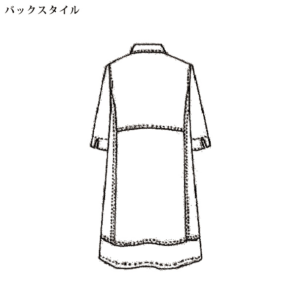 綿麻ボイルステッチデザインチュニックワンピース
