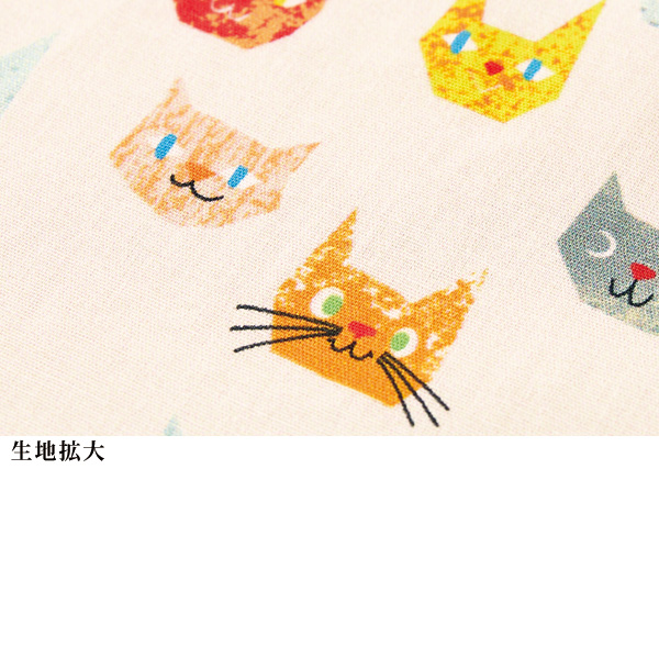 ねこ顔プリントバンドカラーブラウス