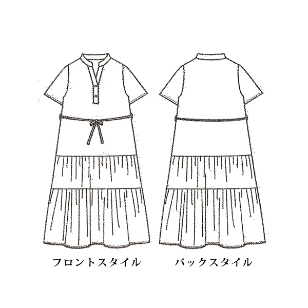 リーフ柄プリントワンピース