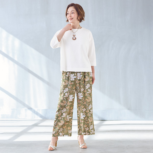 ブロックプリントイージーパンツ