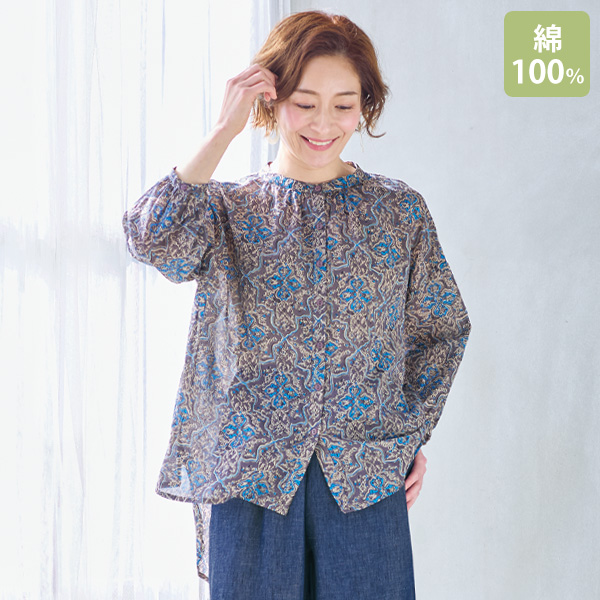 インド綿プリントブラウス