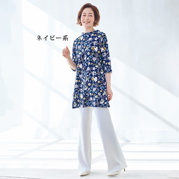 アイスロイヤル 花柄ボトルネックチュニック