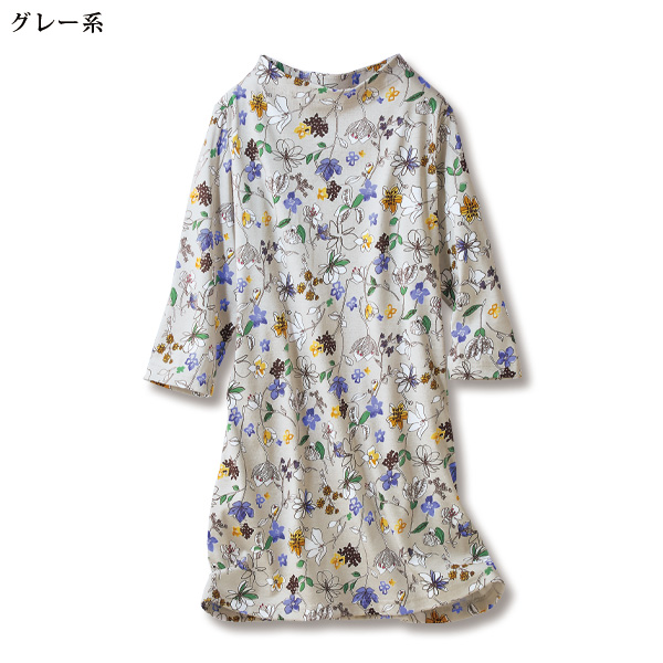 アイスロイヤル 花柄ボトルネックチュニック
