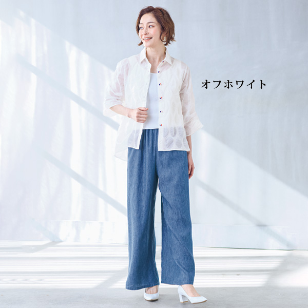 綿100％塩縮ドットブラウス