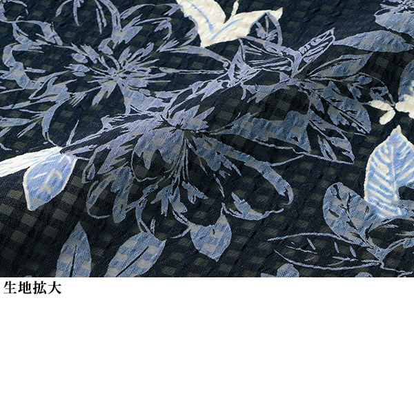 サッカーチェック×花柄プリントチュニック