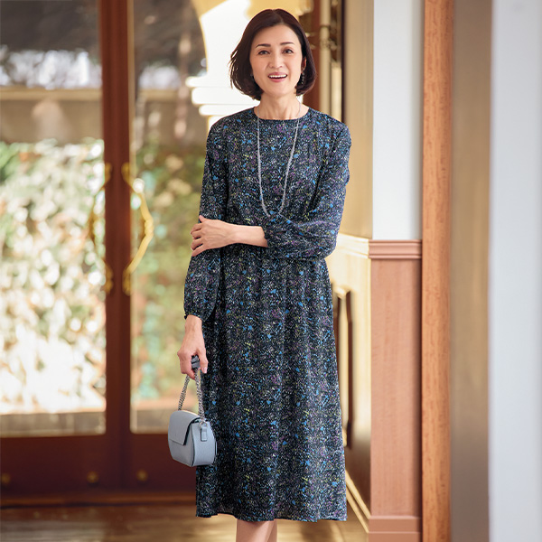 プリントフレアワンピース