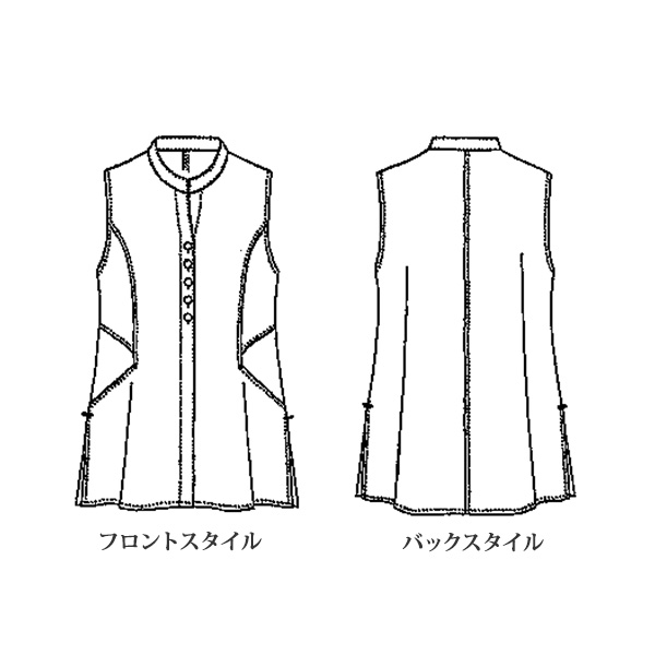 綿麻デザインロングベスト