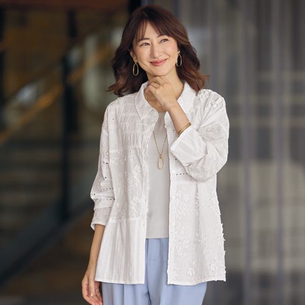 総レース切替えブラウスジャケット