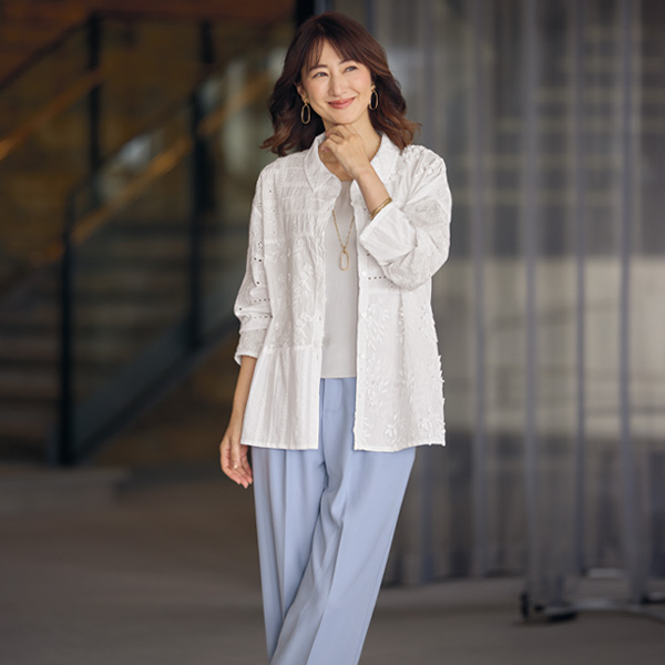 総レース切替えブラウスジャケット