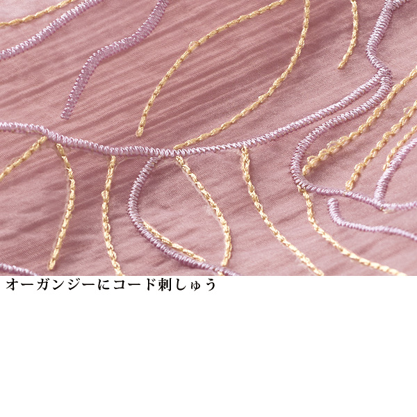 前身頃オーガンジー大花刺しゅう2枚重ねブラウス