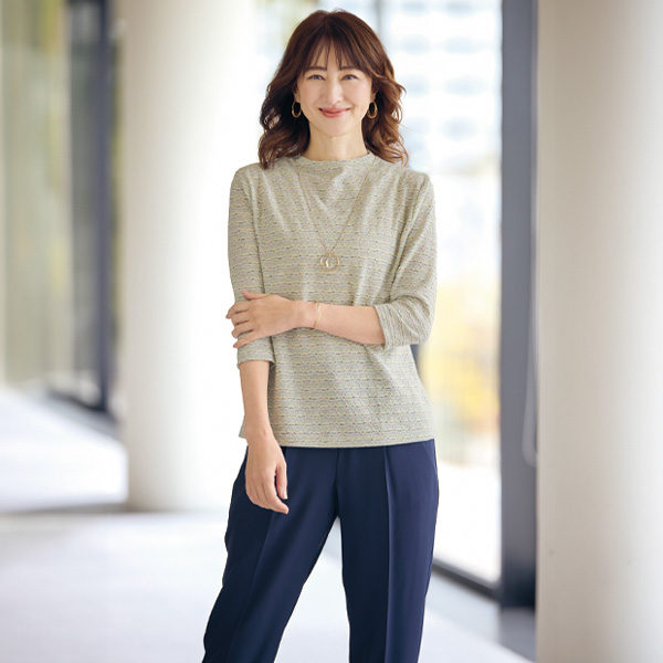 ミックスメランジ調ジャカードカットソープルオーバー