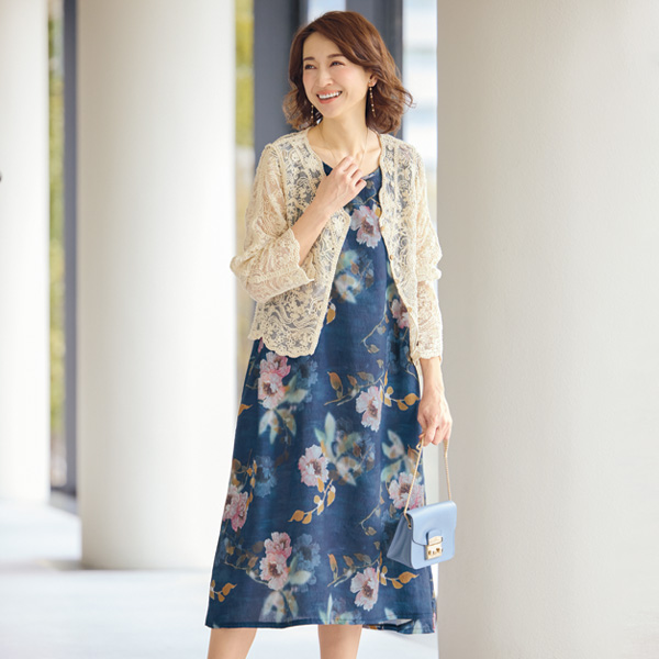 花柄プリントワンピース
