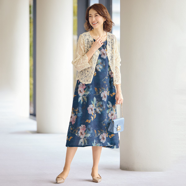 花柄プリントワンピース