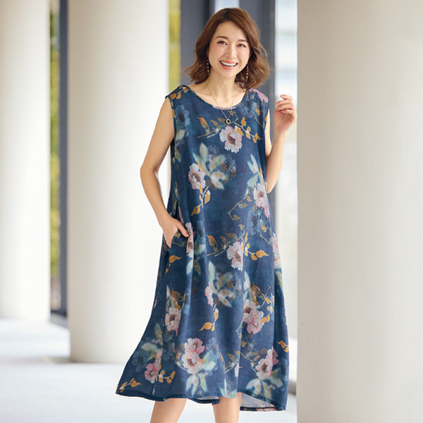 花柄プリントワンピース