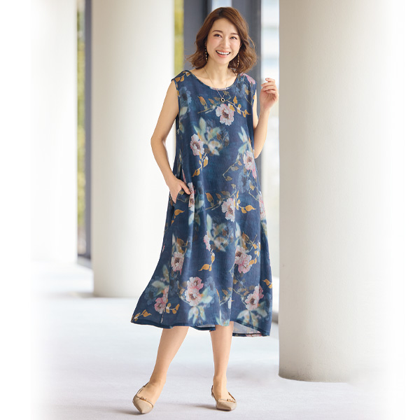 花柄プリントワンピース