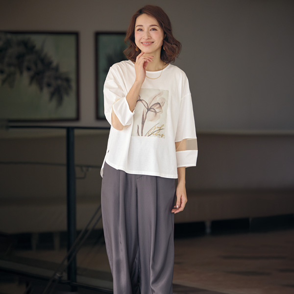 花プリントデザインプルオーバー