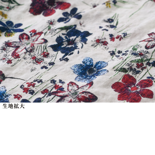 多色花柄プリントシャツチュニック