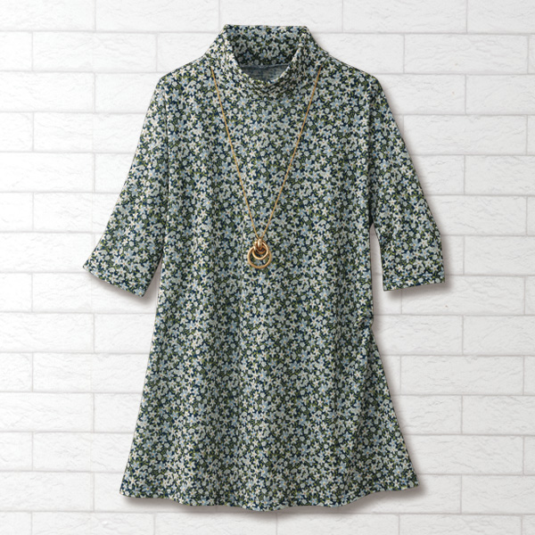 小花プリントロングプルオーバー