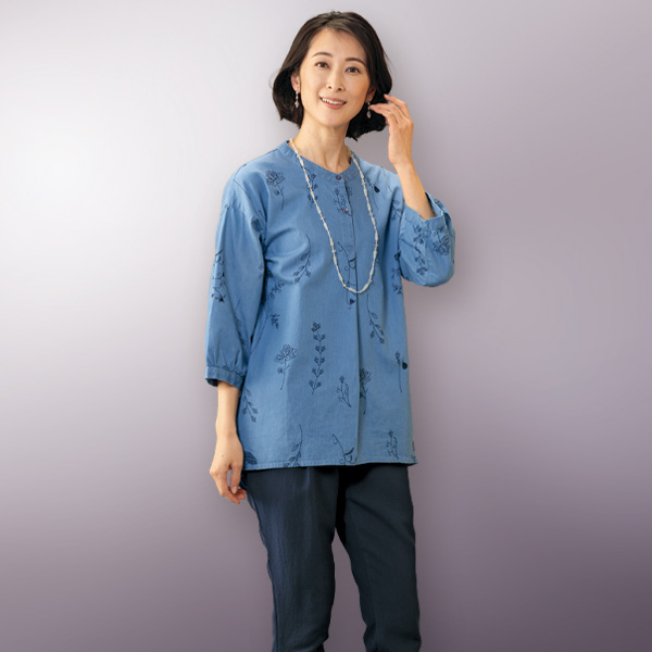 綿クラシック刺しゅうブラウス
