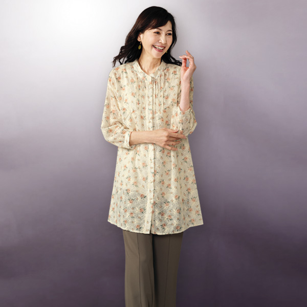 ピンタック使いロングブラウス