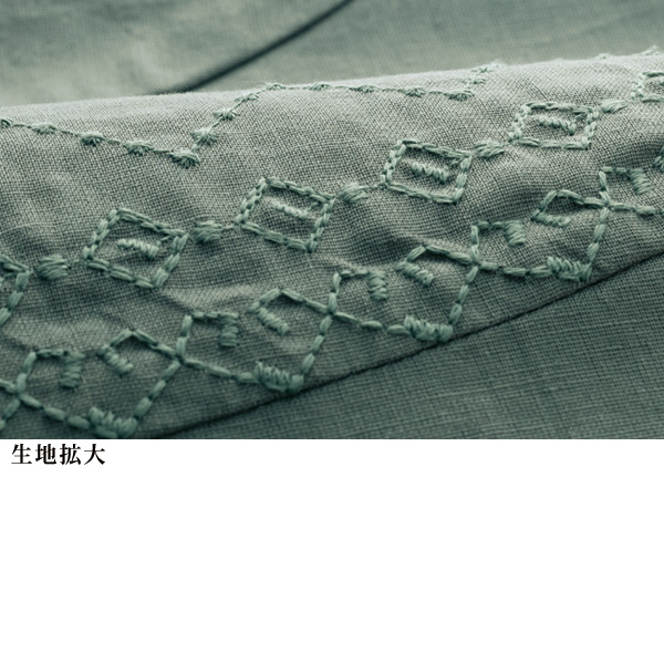 綿麻ヨーク切替え刺しゅう使いブラウス